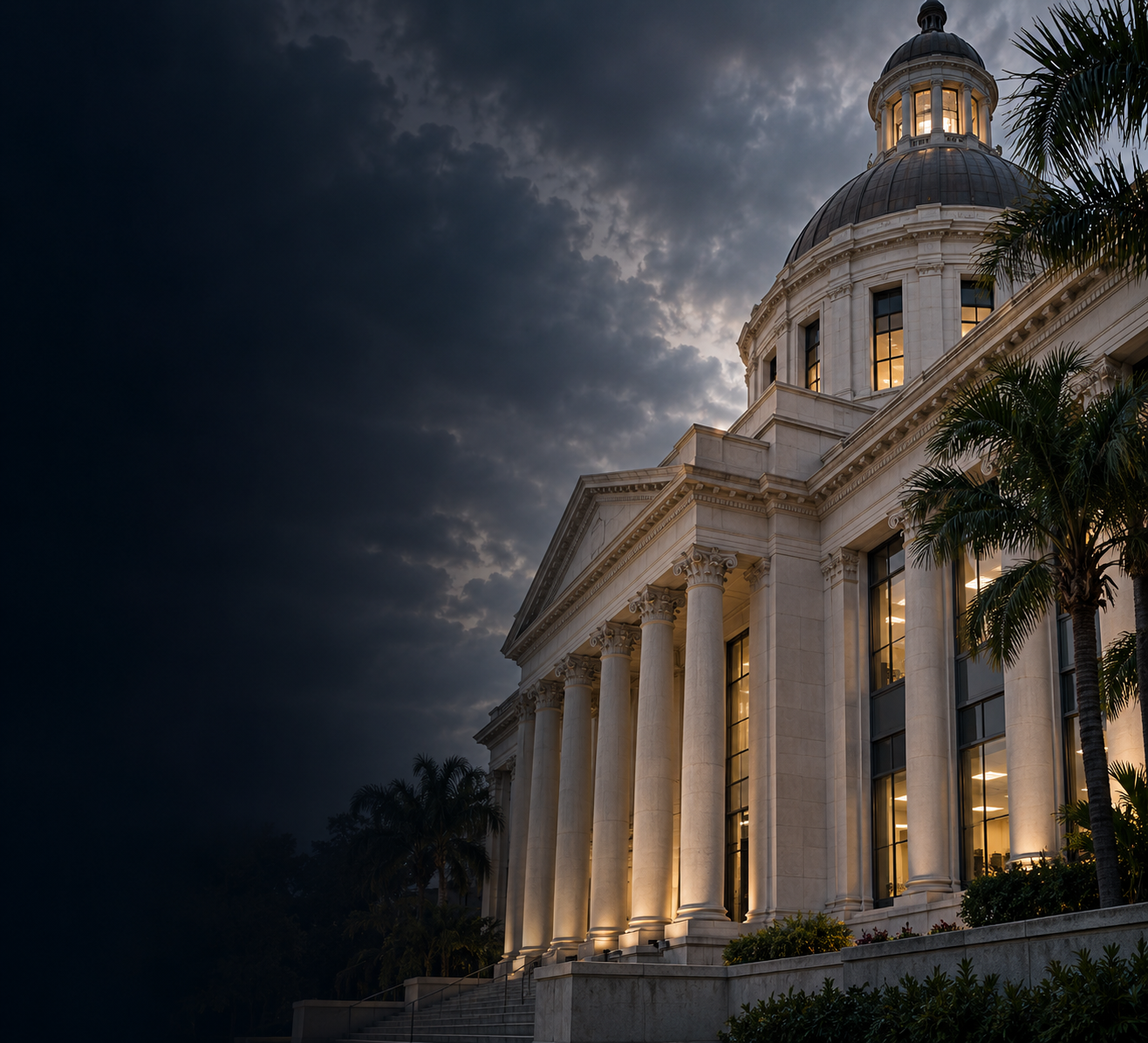 Redd Solutions Florida IT Staff Augmentation Hero Florida public sector building with palm trees and dark space for page heading